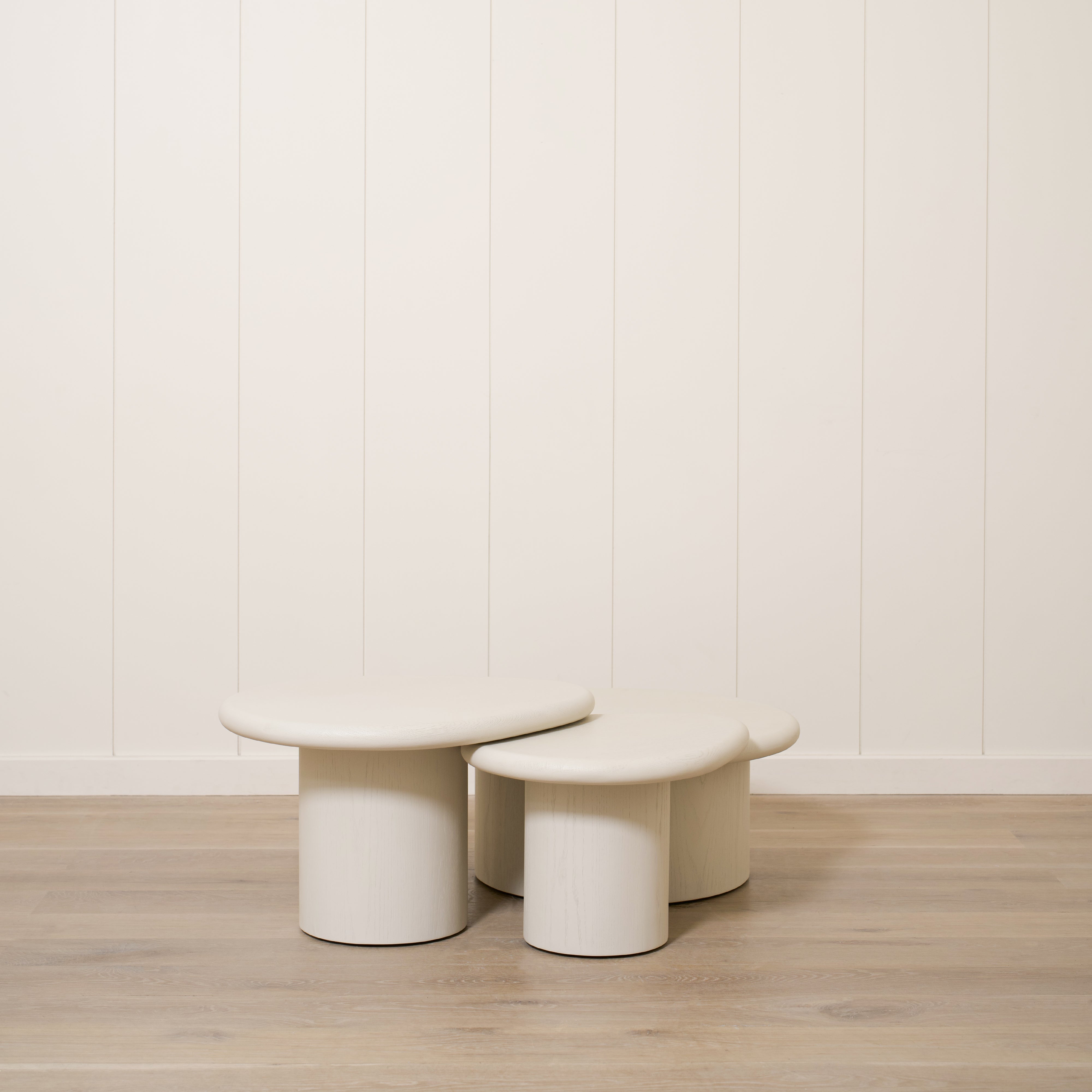 As Shown: Large: 35"W x 29"D x 12"H, Medium: 28"W x 23"D x 16"H, Small: 23"W x 19"D x 14"H | Material: Solid Oak (Bullnosed Edge) | Finish: Wirebrushed Edgecomb Grey