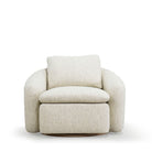 As Shown: in Berber Natural, swivel finished in Mint White Natural.