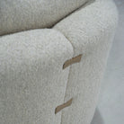 As Shown: in Berber Natural, swivel finished in Mint White Natural.