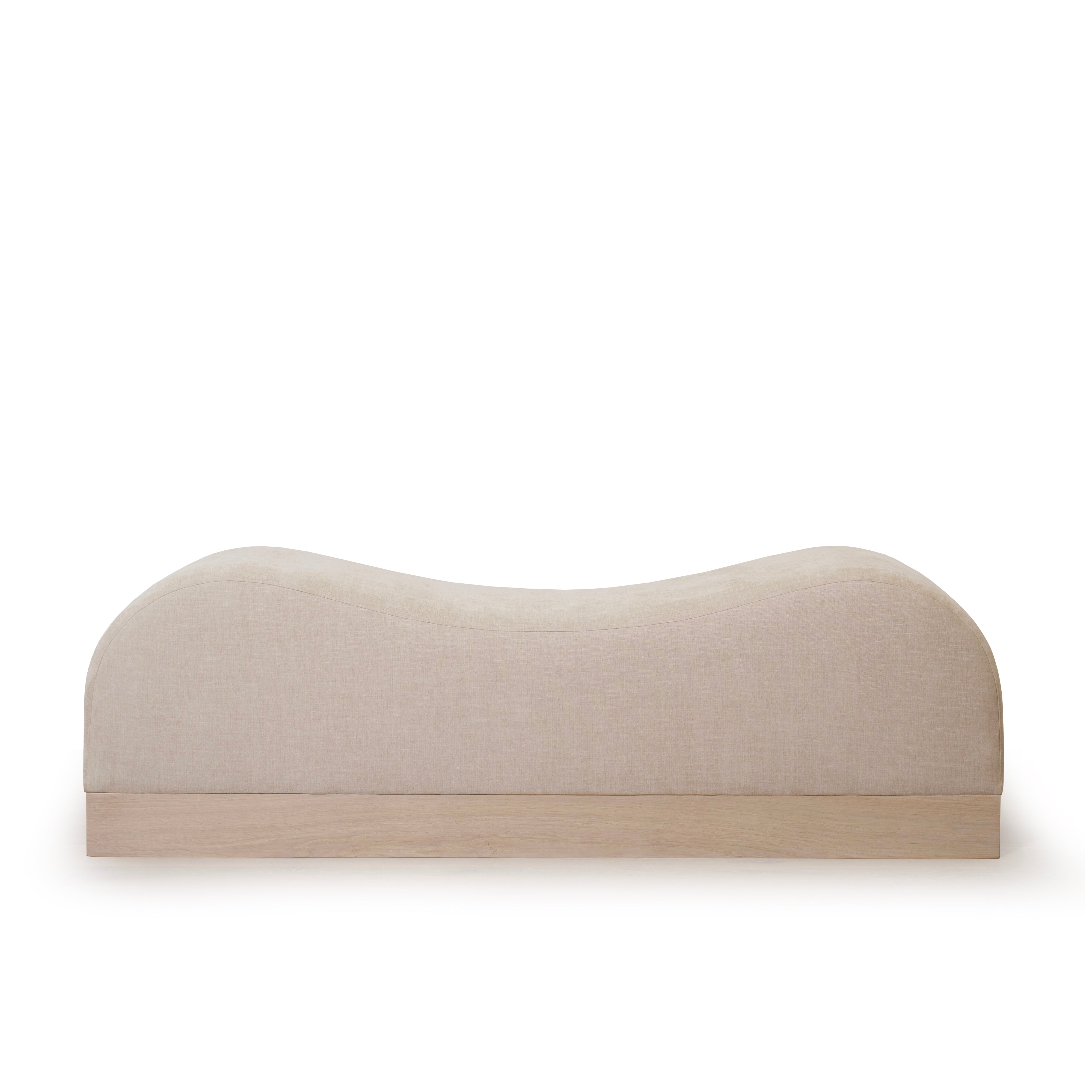 As Shown: 73"L x 20"D x 23"H | Style: Upholstered | Fabric: Marley Beige | Finish: Bran