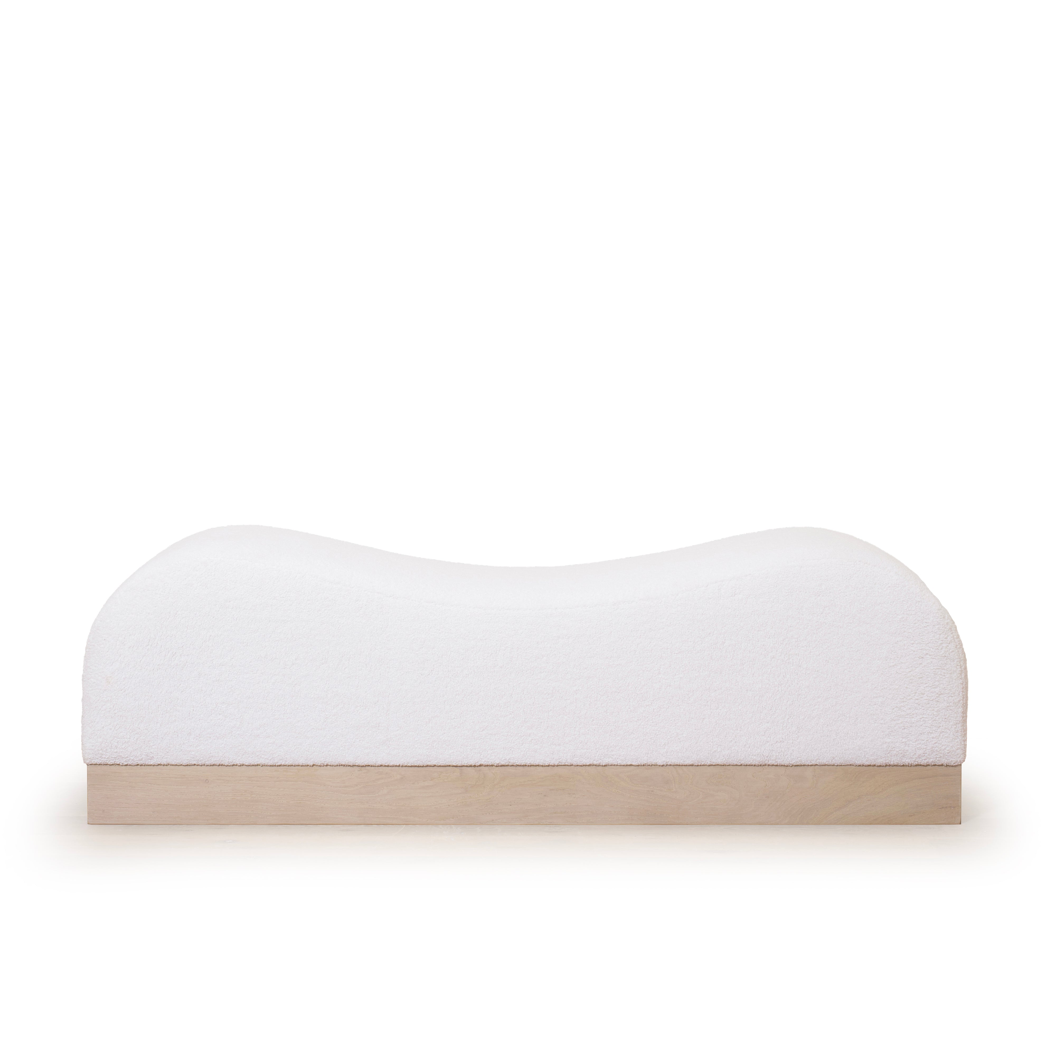 As Shown: 73"L x 20"D x 23"H | Style: Upholstered | Fabric: Peak White | Finish: Bran