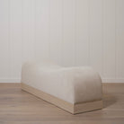 As Shown: 73"L x 20"D x 23"H | Style: Upholstered | Fabric: Marley Beige | Finish: Bran