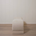 As Shown: 73"L x 20"D x 23"H | Style: Upholstered | Fabric: Marley Beige | Finish: Bran