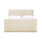 As Shown: in COM, oak base finished Mint White Natural.