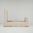 As Shown: in COM, oak base finished Mint White Natural.