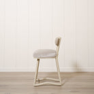 As Shown: 19"L x 21"D x 33"H | Style: Upholstered | Fabric: Sheepskin Toast Sky Linen Seat | Finish: Sand