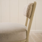 As Shown: 19"L x 21"D x 33"H | Style: Upholstered | Fabric: Sheepskin Toast Sky Linen Seat | Finish: Sand