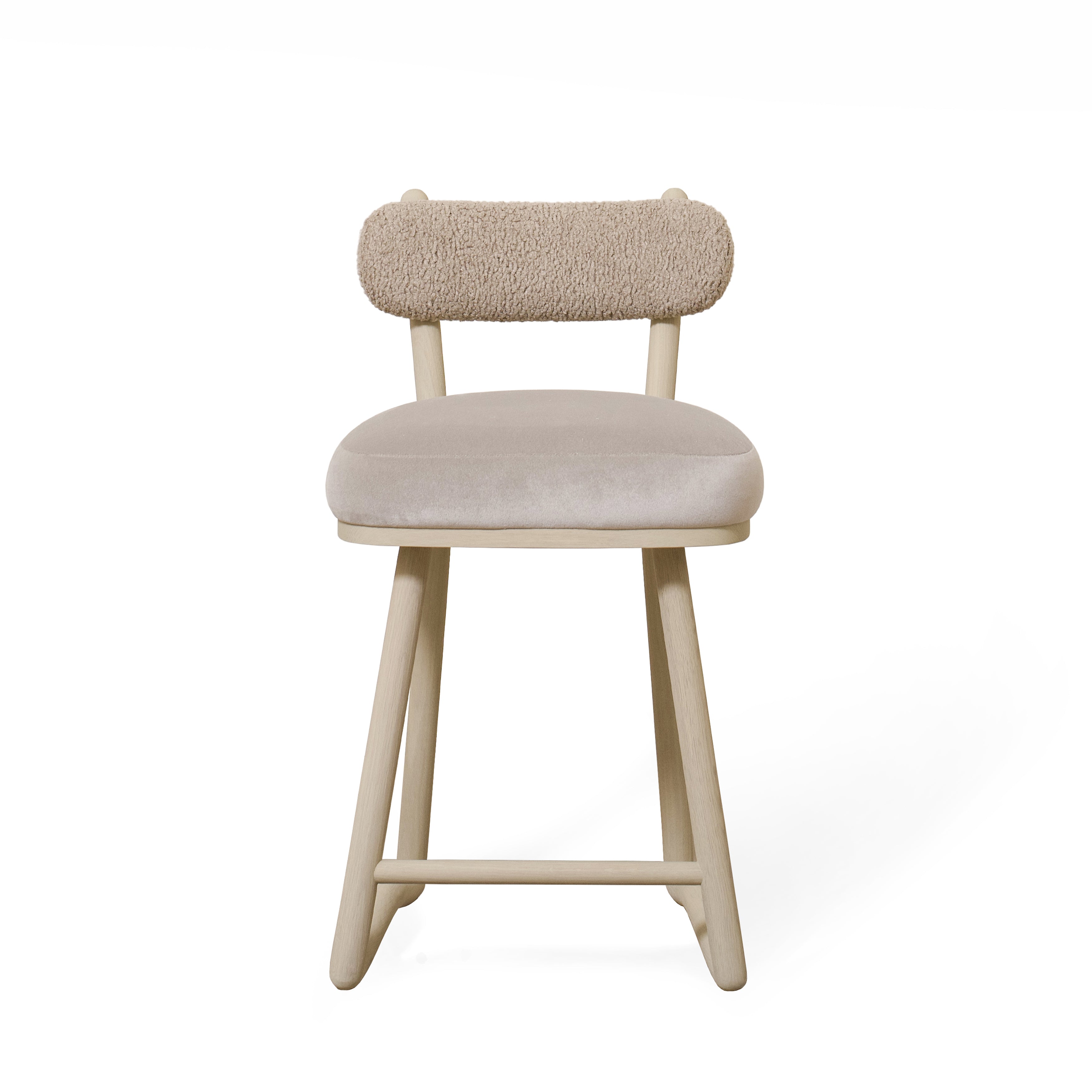 As Shown: 19"L x 21"D x 33"H | Style: Upholstered | Fabric: Sheepskin Toast Sky Linen Seat | Finish: Sand