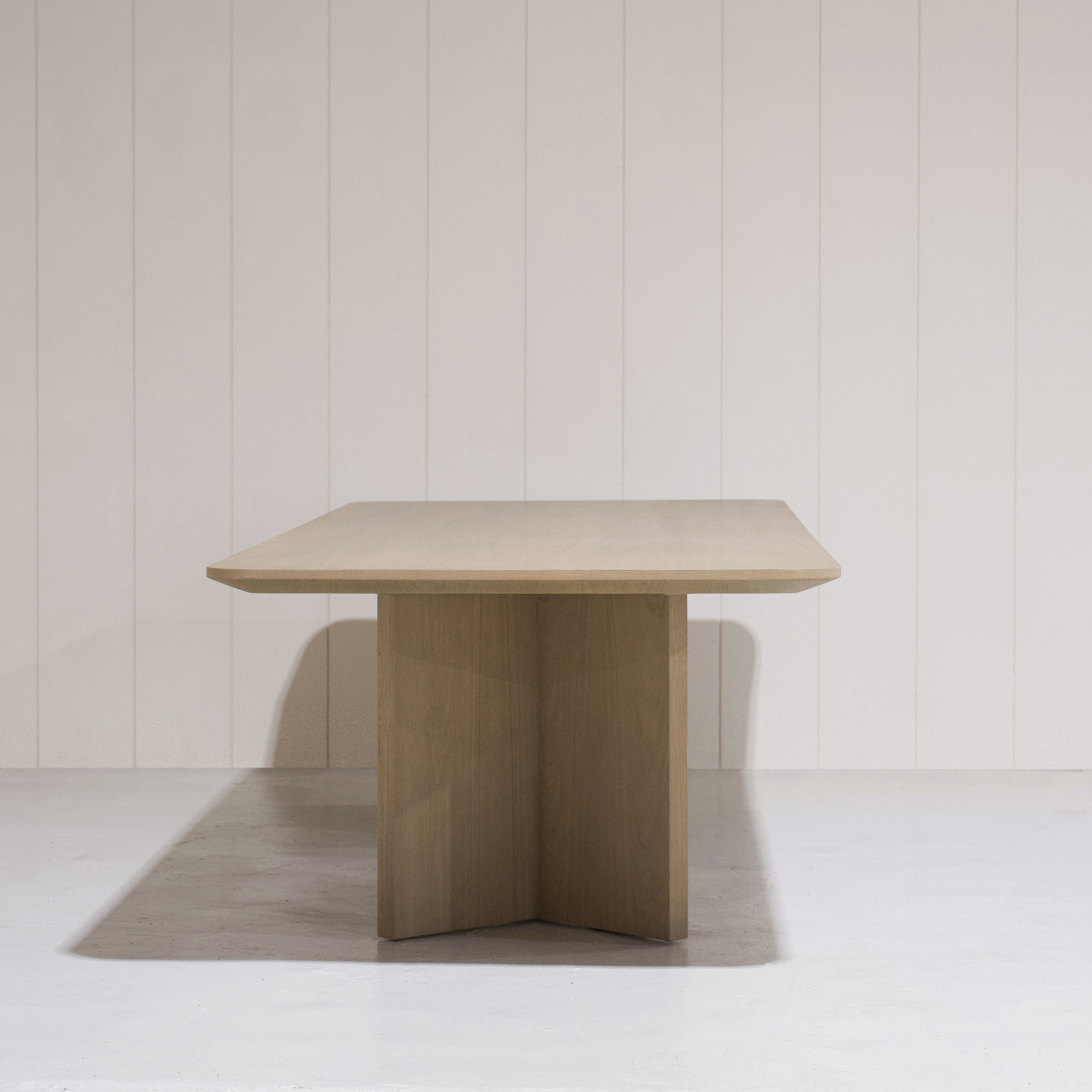 As Shown - Dimensions: 120"W x 46"D x 30"H | Material: Solid & Engineered Oak | Finish: Hazel | Edge: Under Bevel