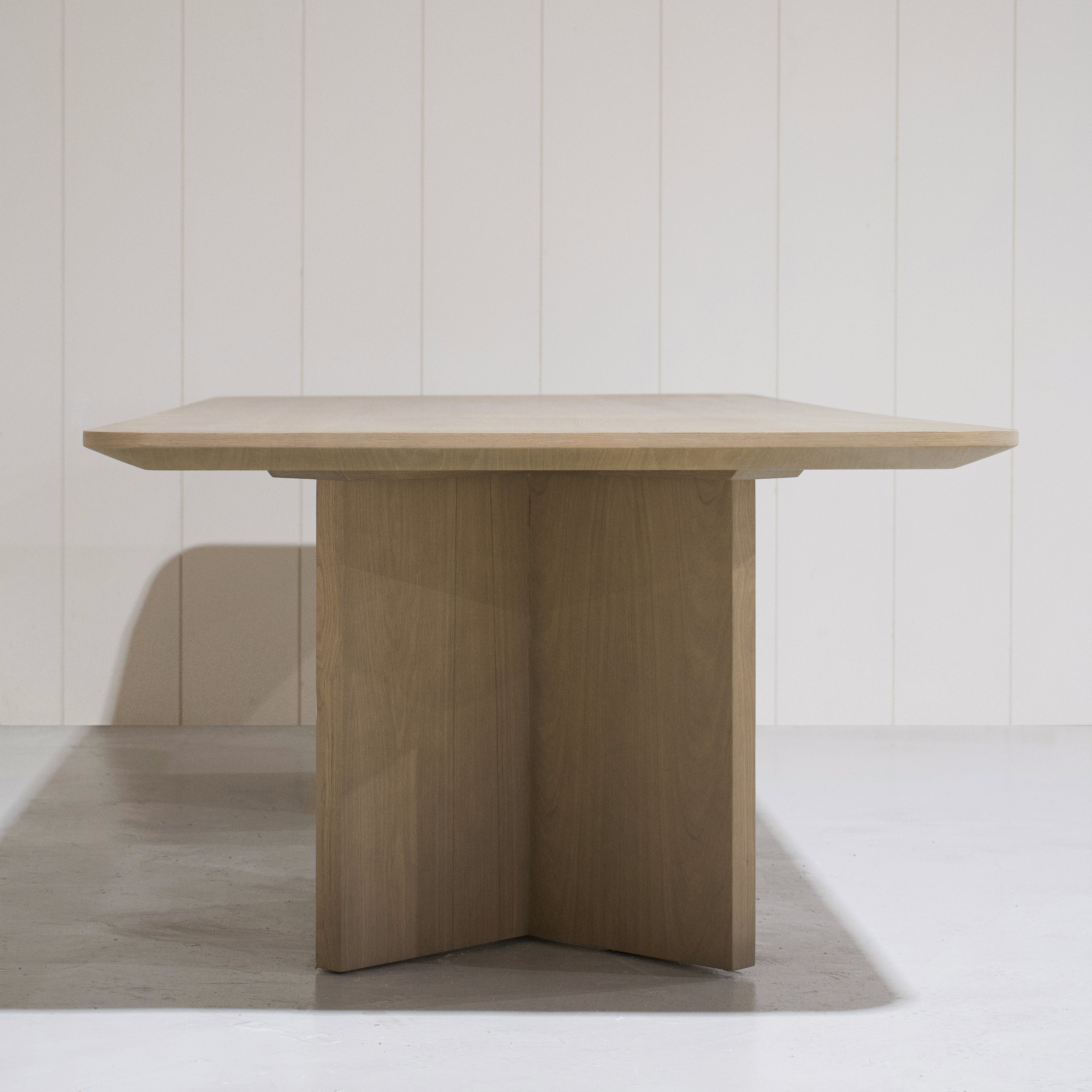 As Shown - Dimensions: 120"W x 46"D x 30"H | Material: Solid & Engineered Oak | Finish: Hazel | Edge: Under Bevel