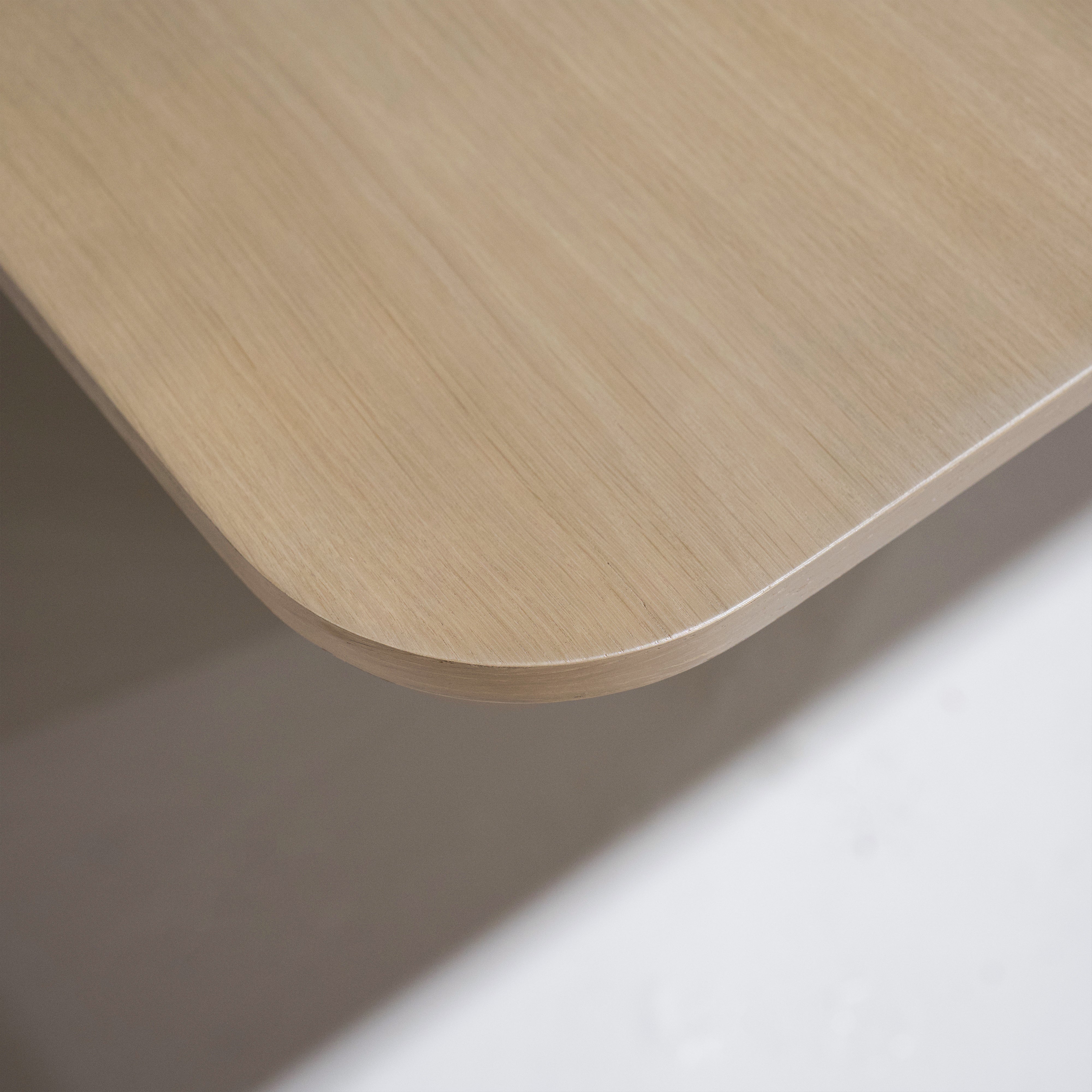 As Shown - Dimensions: 120"W x 46"D x 30"H | Material: Solid & Engineered Oak | Finish: Hazel | Edge: Under Bevel