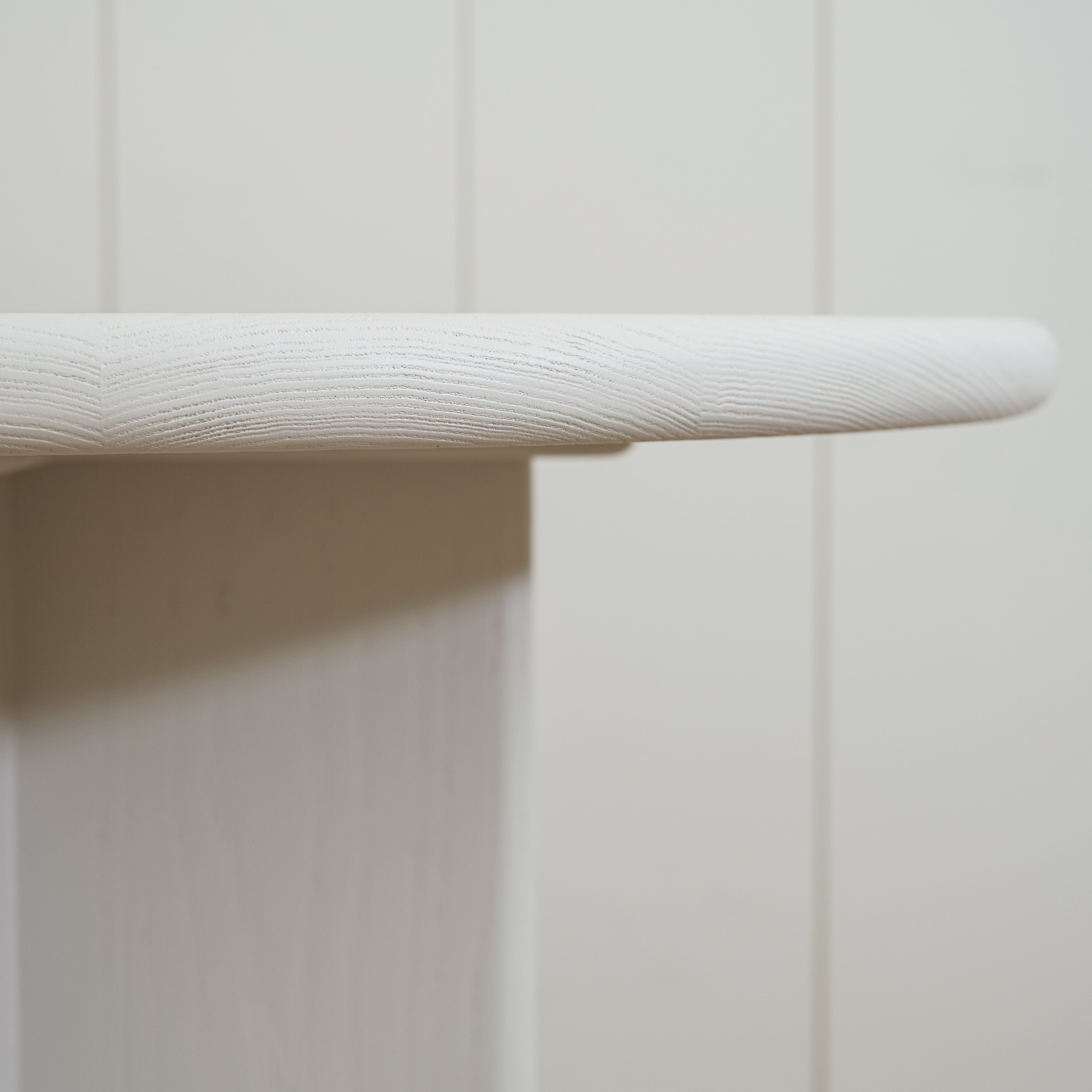 As Shown: 42"D x 30"H | Material: Solid Ash | Finish: Wire Brushed Painted EdgeComb Grey | Edge: Bullnose