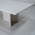 As Shown: 132"W x 48"D x 30"H | Material: Solid Oak | Finish: Wire Brushed EdgeComb Grey | Edge: Bullnose