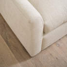 As Shown: Upholstered in Marion Natural, swivel.