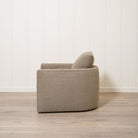 As Shown in Upholstered Peak Cocoa