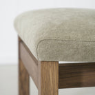 Sheepskin Olive back, Bellamy Moss seat. Cashmere Brown (Discontinued Finish) oak.