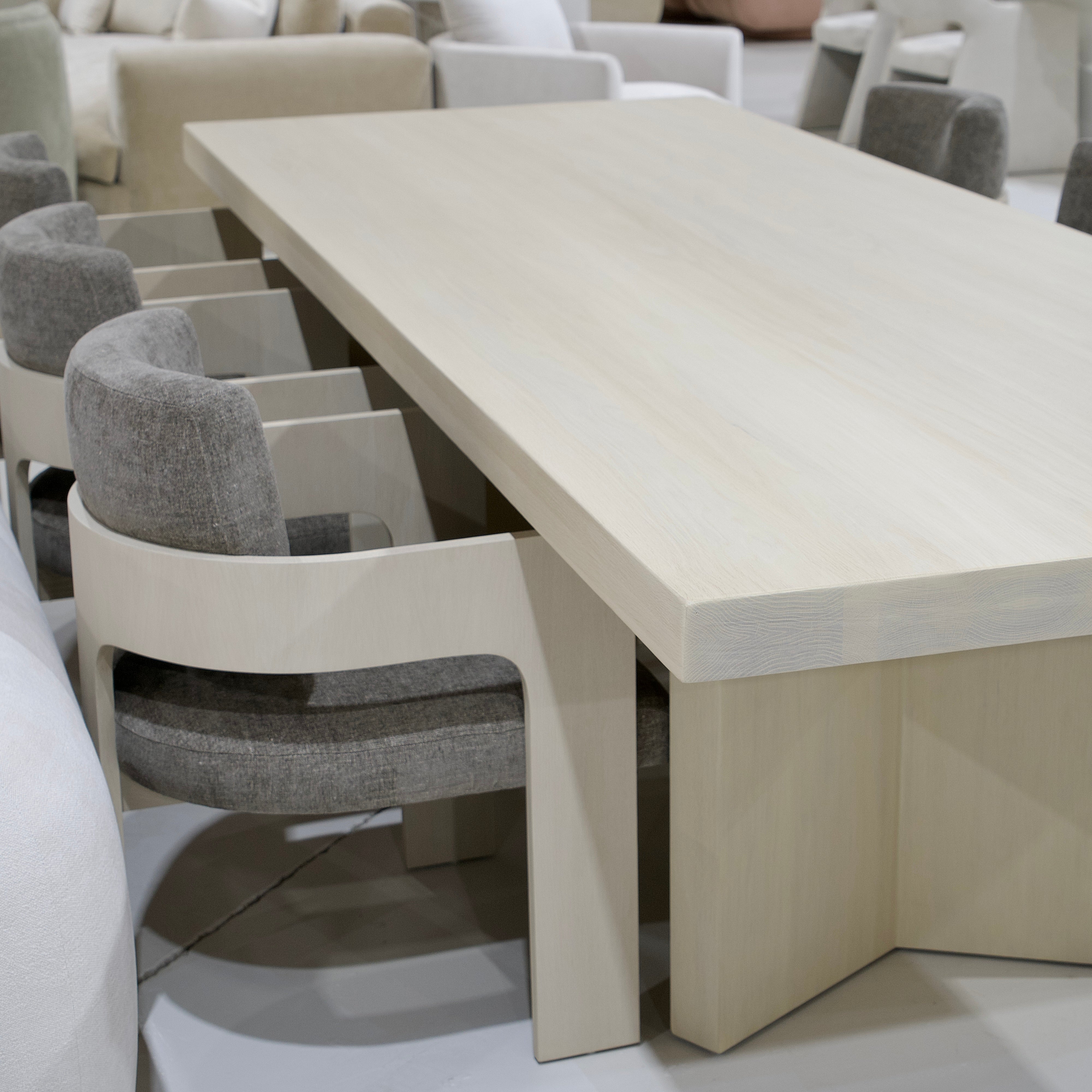 As Shown: 120"L x 44"D x 30"H | Material: Solid Oak | Finish: Sand