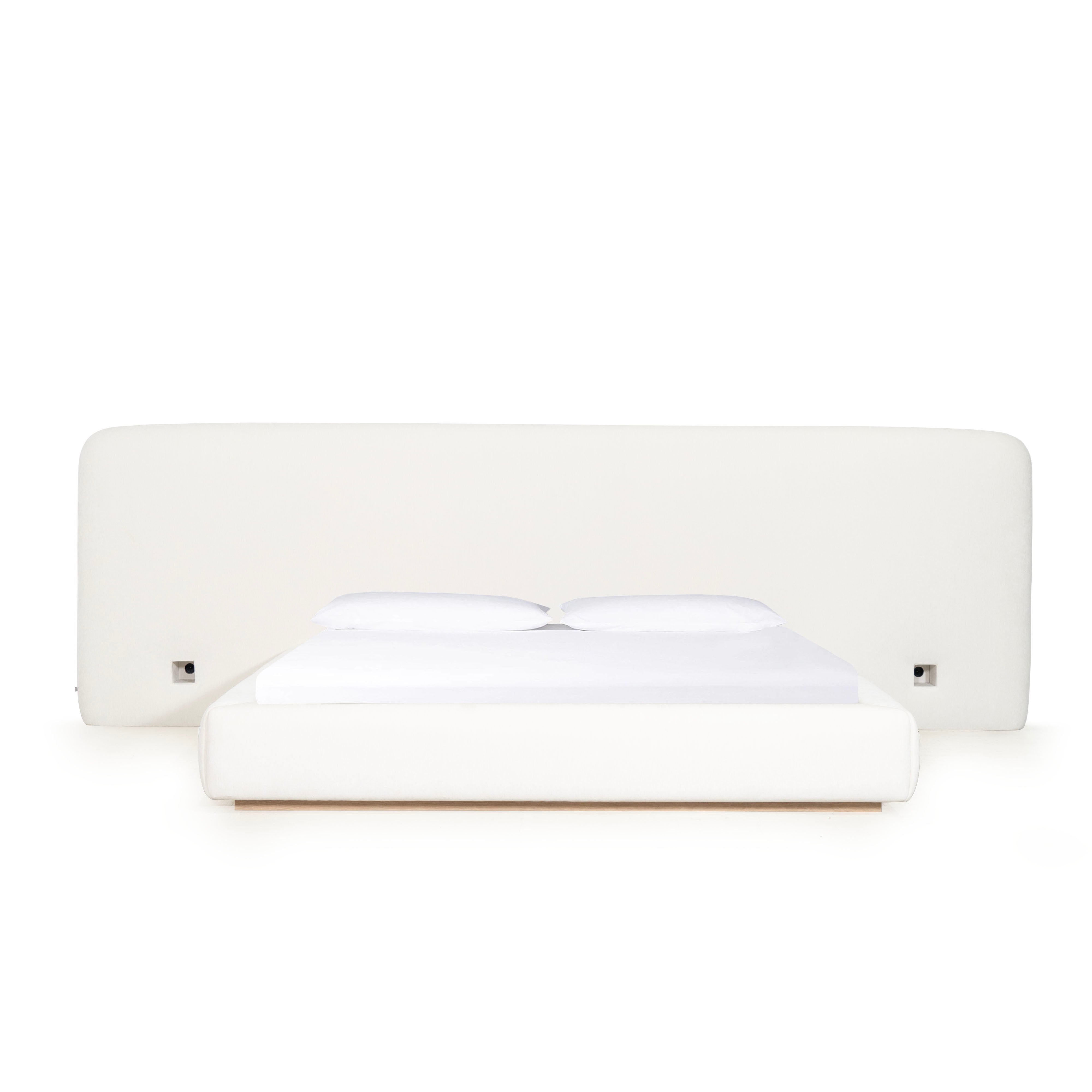 As Shown: in Lincoln Parchment. Oak finished in Mint White Natural.