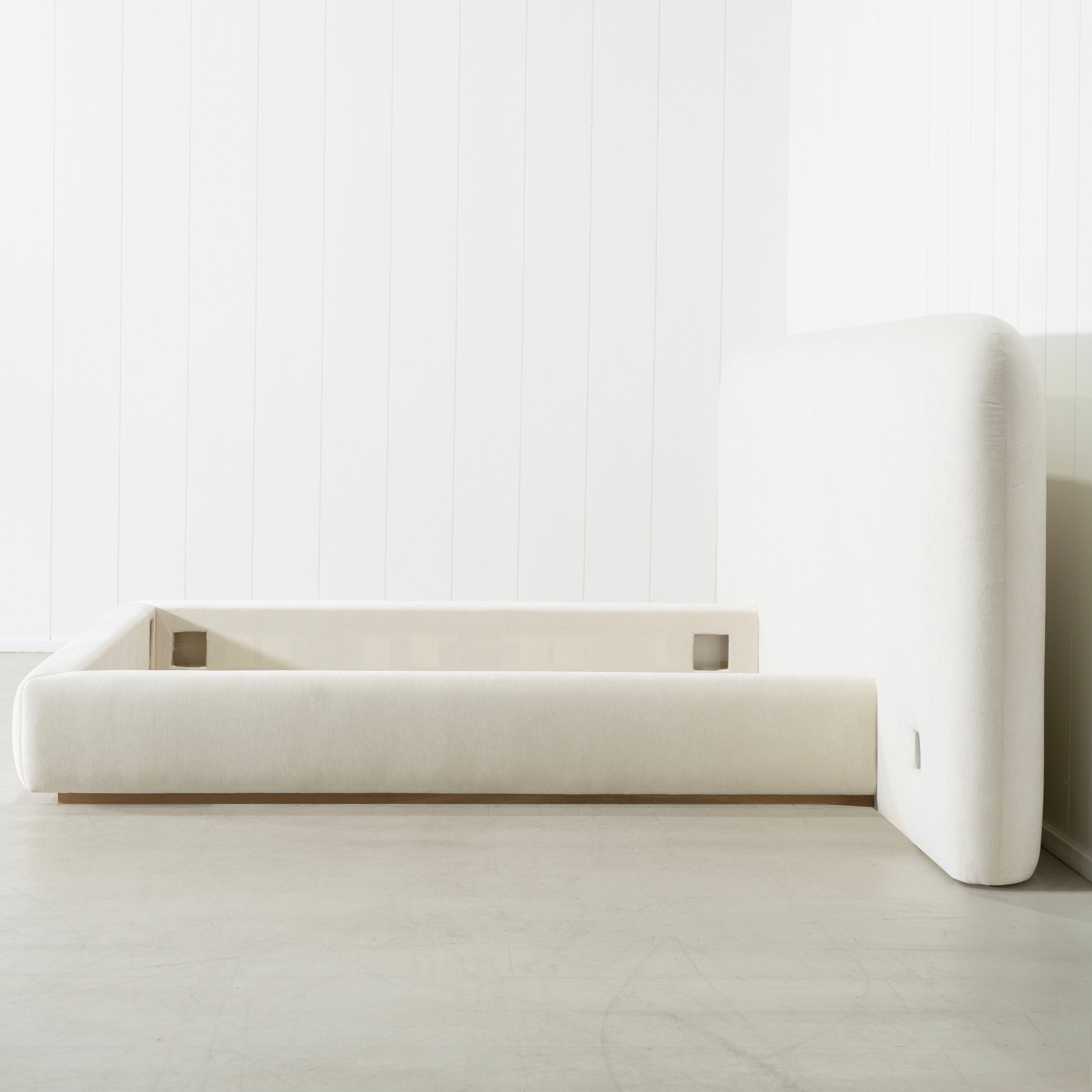 As Shown: in Lincoln Parchment. Oak finished in Mint White Natural.