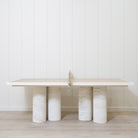 As Shown: Mint White Natural, Figueroa Painted Lines, White Travertine legs (6).