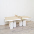 As Shown: Mint White Natural, Figueroa Painted Lines, White Travertine legs (6).
