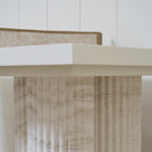As Shown: Mint White Natural, Figueroa Painted Lines, White Travertine legs (6).