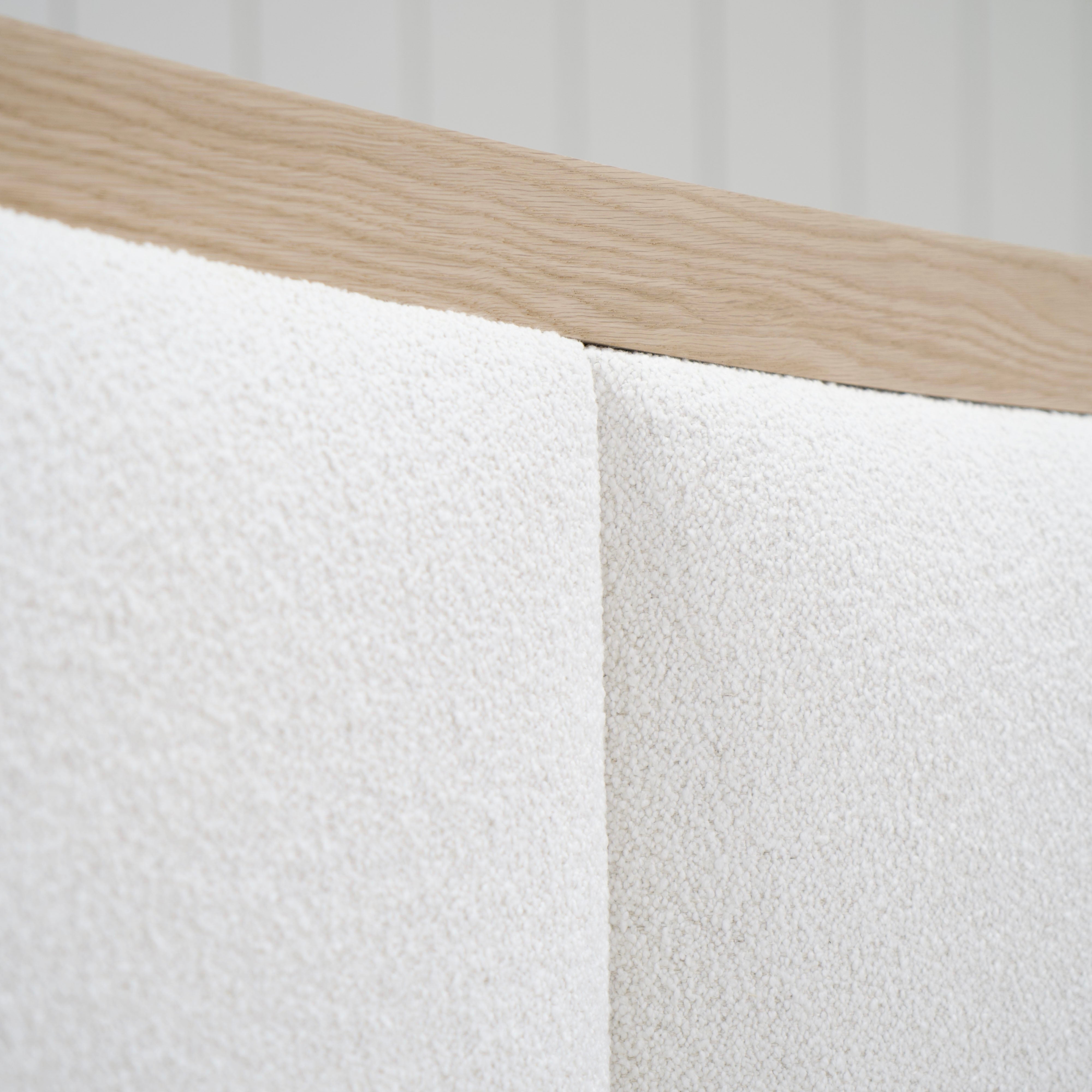 As Shown: in Rome Ivory. Oak finished in Mint White Natural.