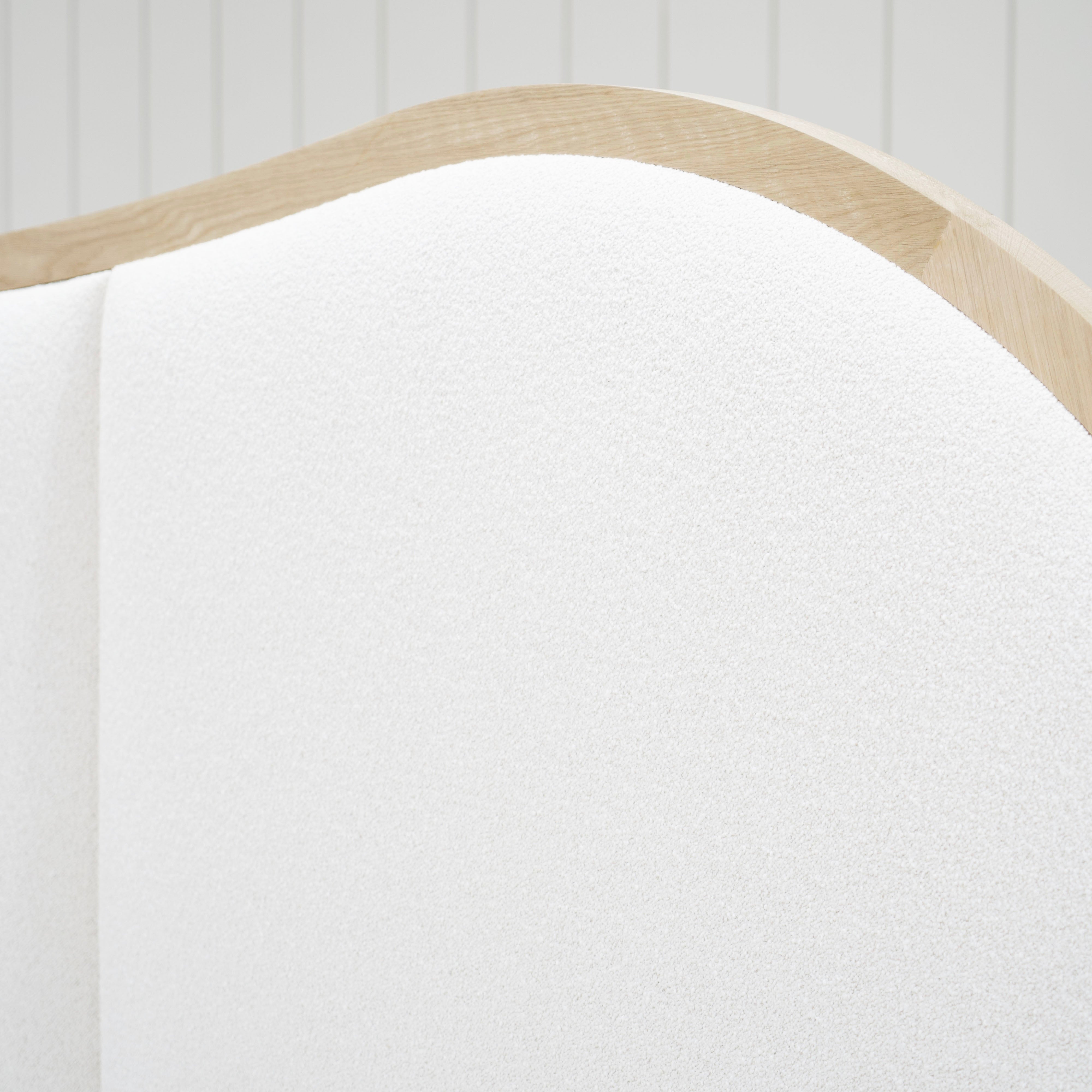 As Shown: in Rome Ivory. Oak finished in Mint White Natural.