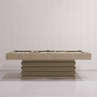 As Shown:  105”L x 62.5”D x 34”H | Material: Solid and Engineered Oak | Finish: Natural & Beige Pockets