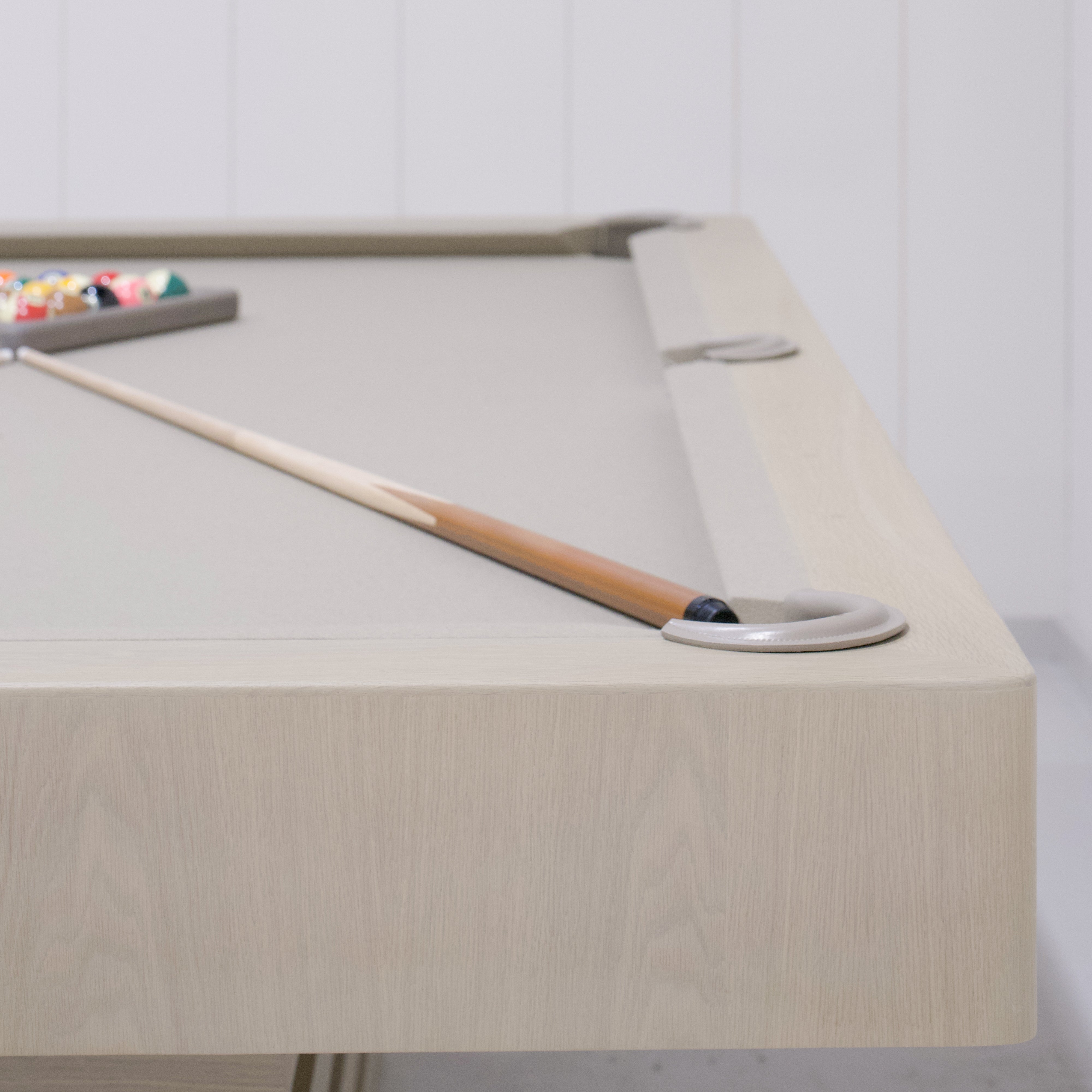 As Shown:  105”L x 62.5”D x 34”H | Material: Solid and Engineered Oak | Finish: Shell & Beige Pockets
