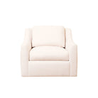 As Shown: 40"L x 39"D x 33"H | Style: Upholstered | Fabric: Teddy Ivory | Base: Swivel | Finish: N/A 