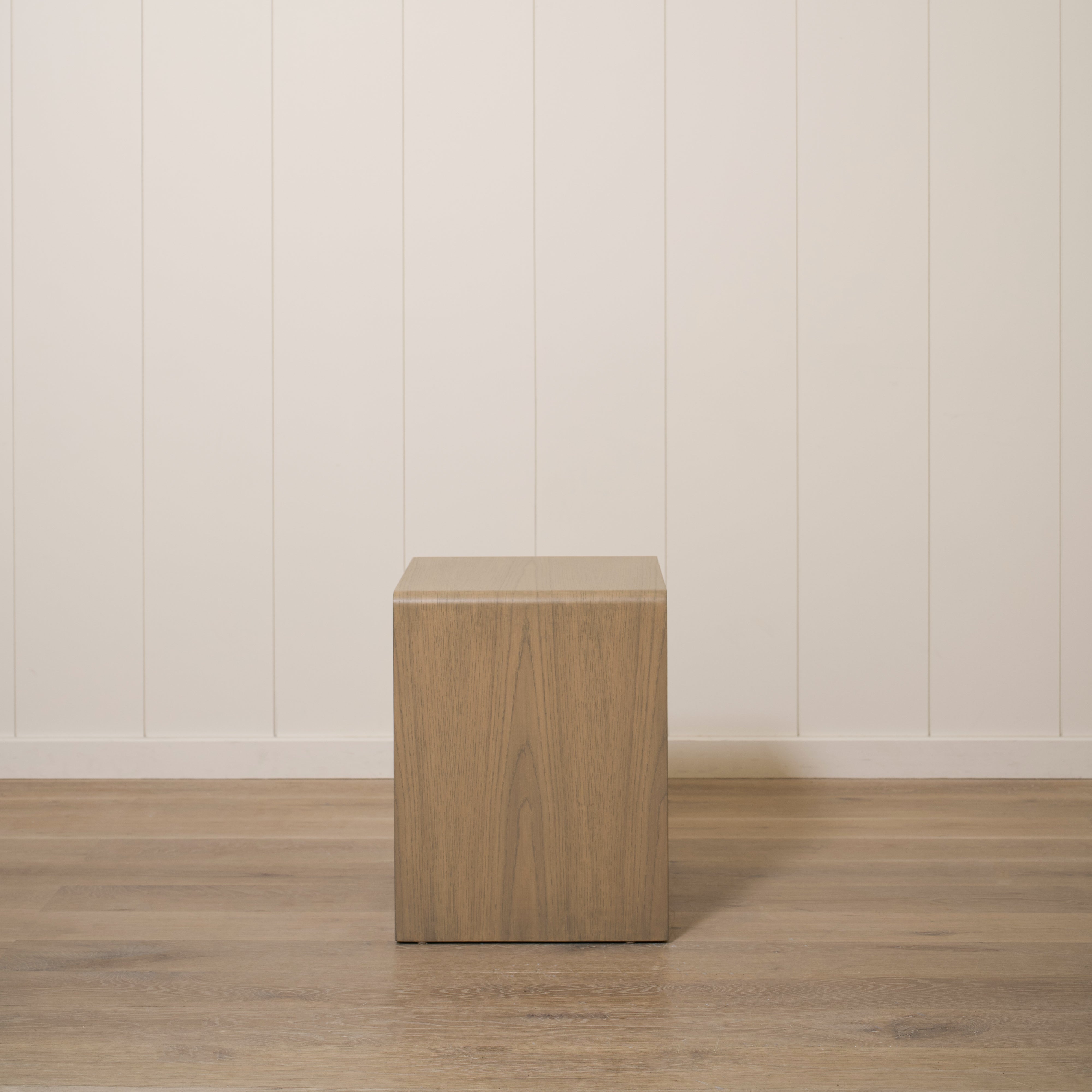 As Shown: 20"L x 18"D x 23"H | Material: Solid Oak | Finish: Hazel  | Push Open Mechanism