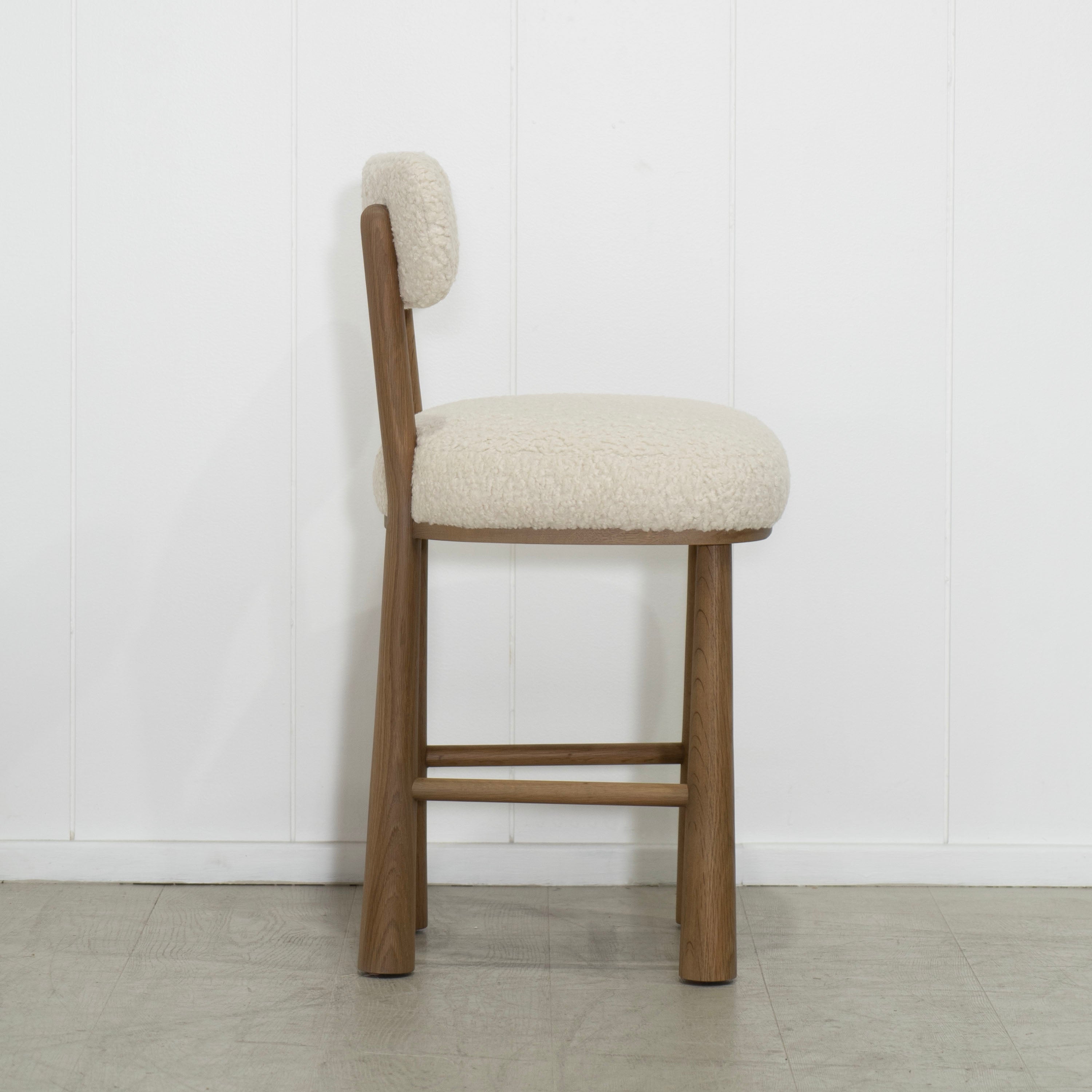 As Shown: in Sheepskin Ivory.Oak finished in Chestnut.