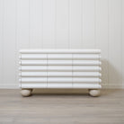 As Shown: Custom Limestone painted EdgeComb Grey, Beige Travertine ball legs