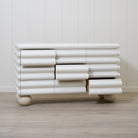 As Shown: Custom Limestone painted EdgeComb Grey, Beige Travertine ball legs