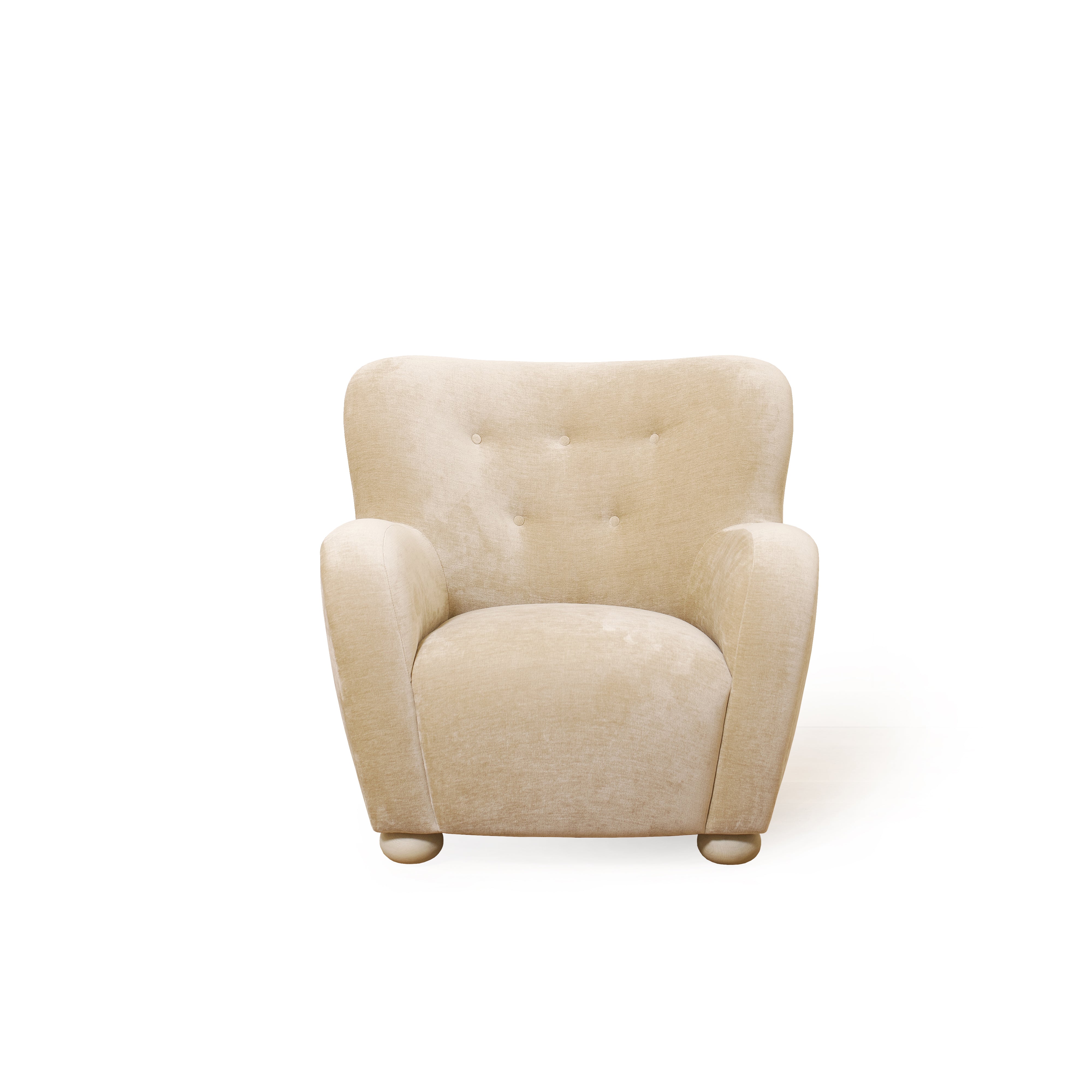 As shown upholstered in Canyon Sand, legs in Sand finish