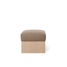 As Shown: 21"L x 21"D x 18"H | Fabric: Peak Cocoa | Material: Solid & Engineered Oak | Finish: Sand
