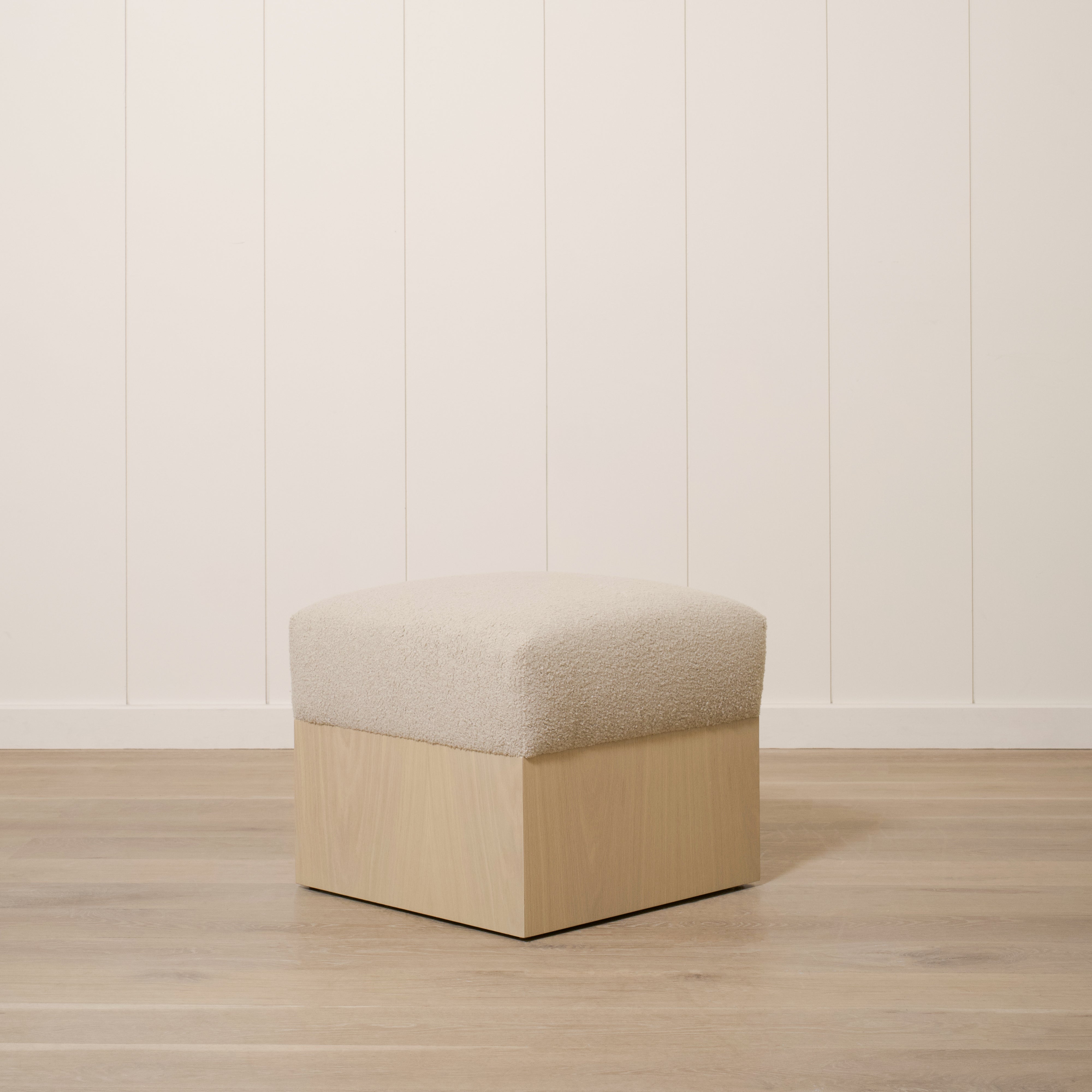 As Shown: 21"L x 21"D x 18"H | Fabric: Peak Taupe | Material: Solid & Engineered Oak | Finish: Sand