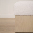 As Shown: 21"L x 21"D x 18"H | Fabric: Peak White | Material: Solid & Engineered Oak | Finish: Sand