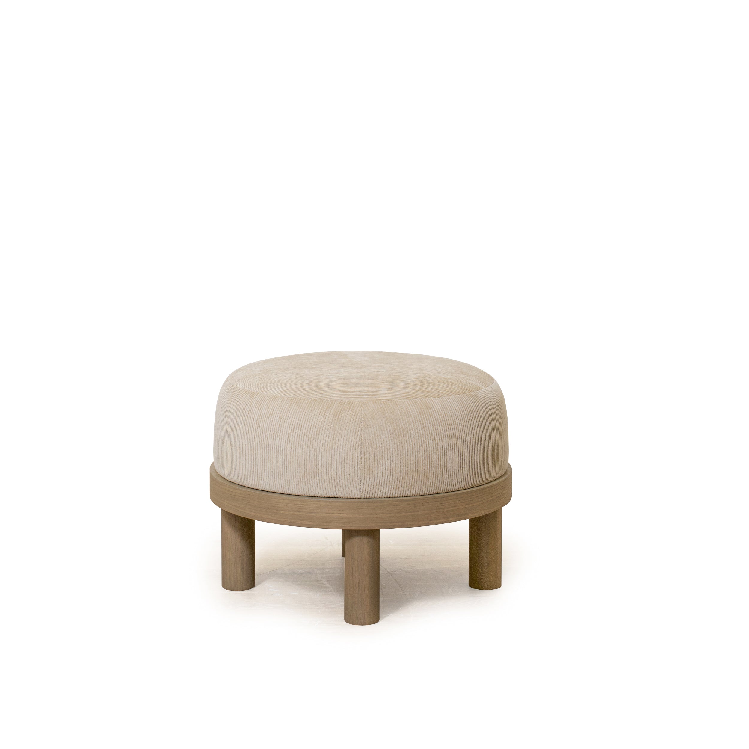 As Shown: 23"Dia x 17"H | Fabric: Mila Cashew | Material: Solid & Engineered Oak | Finish: Hazel