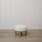 As Shown: 23"Dia x 17"H | Fabric: Sonoma Ivory | Material: Solid & Engineered Oak | Finish: Hazel