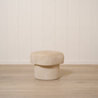 As Shown: 20"L x 20"D x 18"H | Fabric: Mila Cashew | Material: Solid & Engineered Oak | Finish: N/A