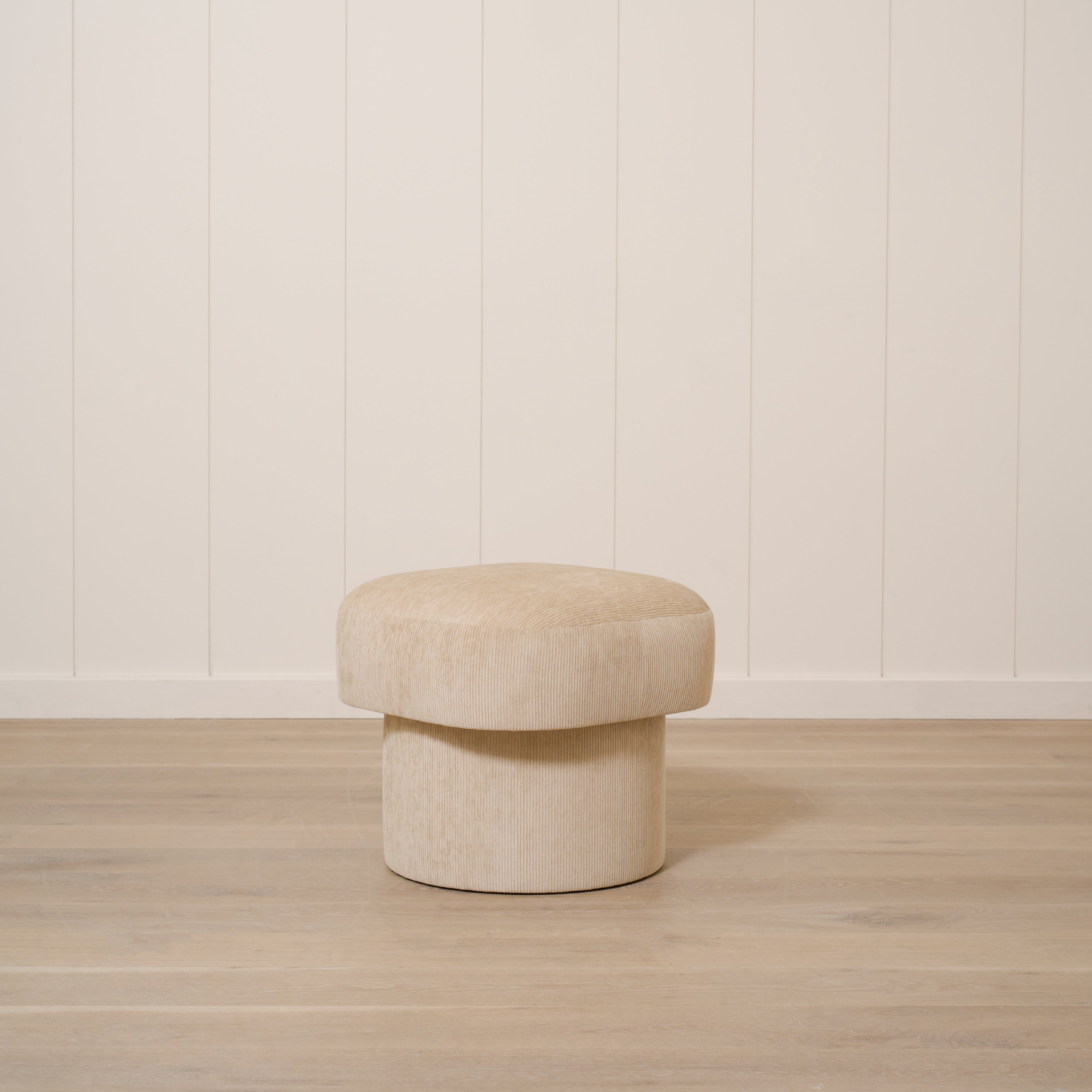 As Shown: 20"L x 20"D x 18"H | Fabric: Mila Cashew | Material: Solid & Engineered Oak | Finish: N/A