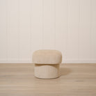 As Shown: 20"L x 20"D x 18"H | Fabric: Mila Cashew | Material: Solid & Engineered Oak | Finish: N/A