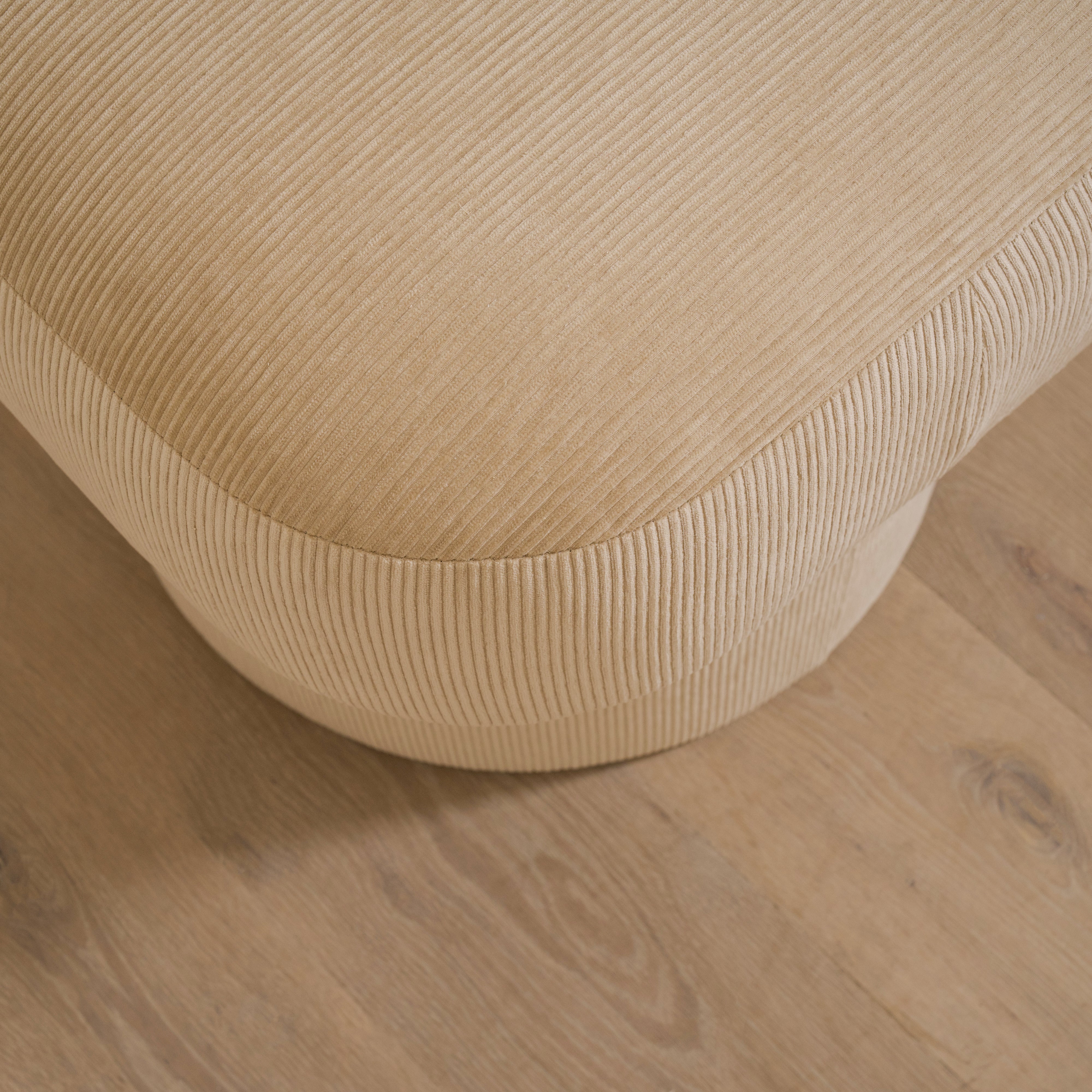As Shown: 20"L x 20"D x 18"H | Fabric: Mila Cashew | Material: Solid & Engineered Oak | Finish: N/A