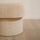 As Shown: 20"L x 20"D x 18"H | Fabric: Mila Cashew | Material: Solid & Engineered Oak | Finish: N/A