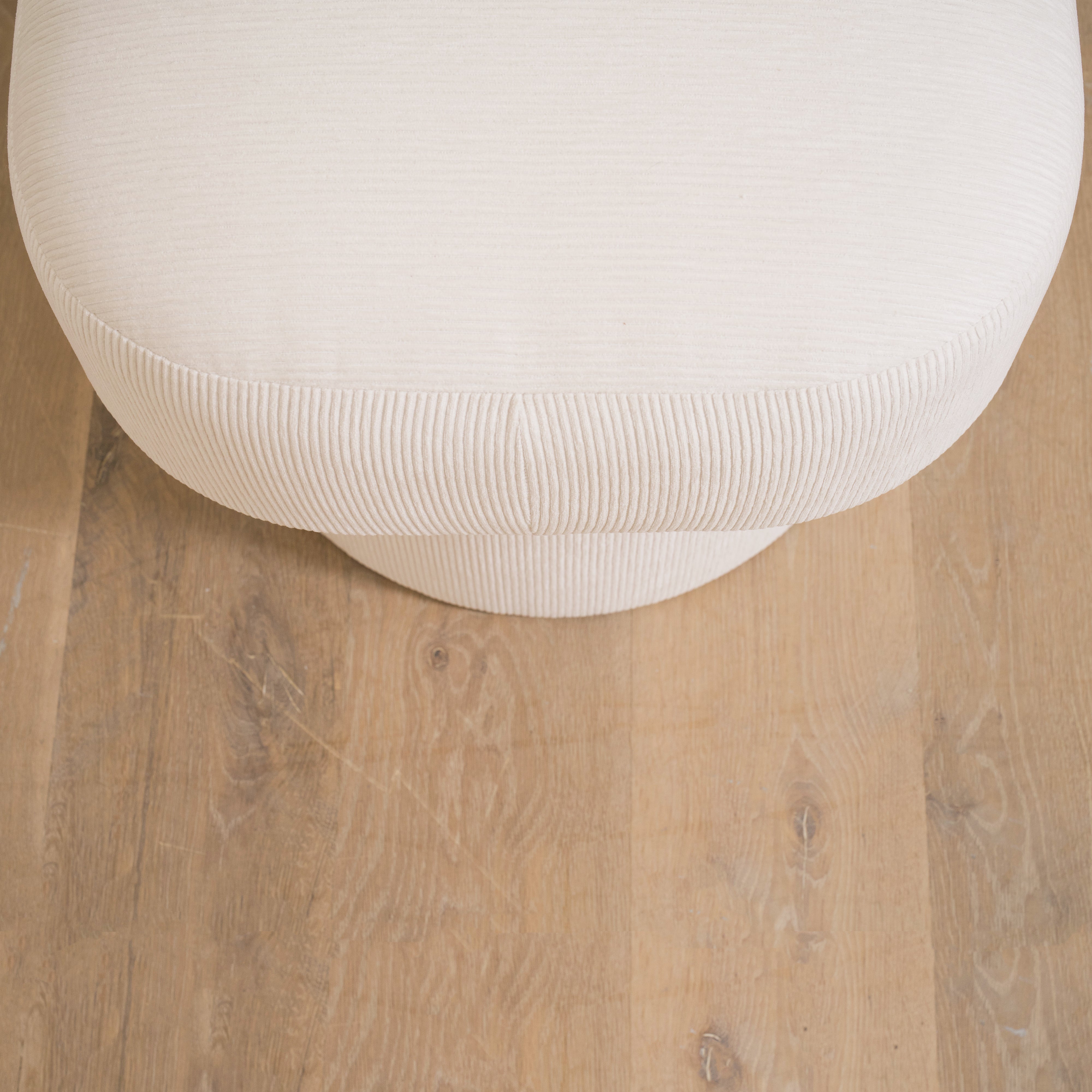 As Shown: 20"L x 20"D x 18"H | Fabric: Mila Sugar | Material: Solid & Engineered Oak | Finish: N/A