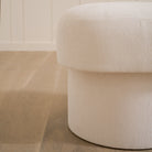 As Shown: 20"L x 20"D x 18"H | Fabric: Mila Sugar | Material: Solid & Engineered Oak | Finish: N/A