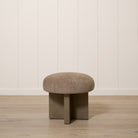 As Shown: 21"Dia x 19"H | Fabric: Mila Driftwood | Material: Solid & Engineered Oak | Finish: Chestnut