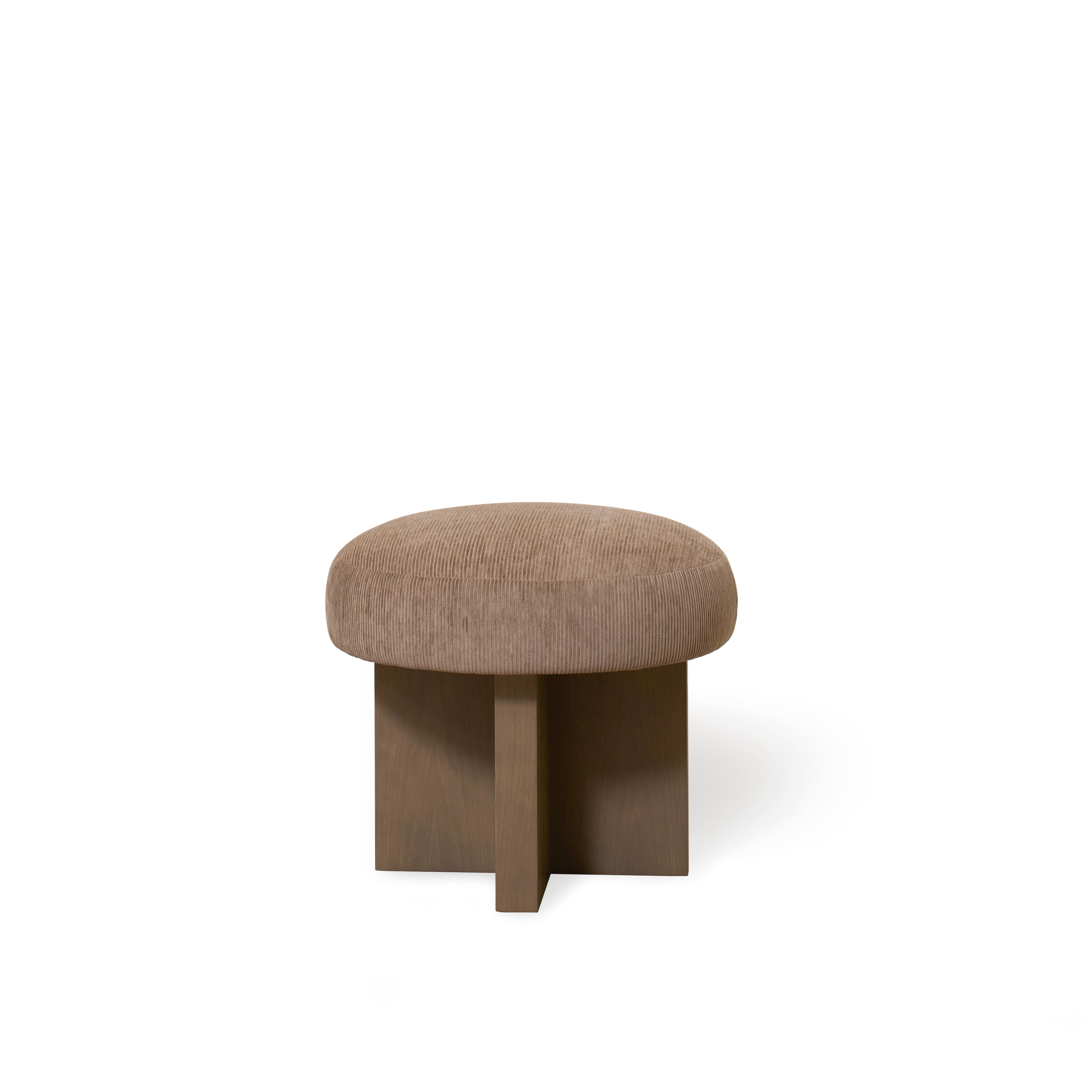 As Shown: 21"Dia x 19"H | Fabric: Mila Driftwood | Material: Solid & Engineered Oak | Finish: Chestnut
